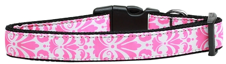 Damask Nylon Dog Collar Medium Light Pink